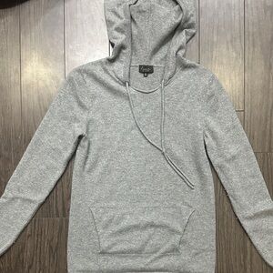 Babaton Cashmere Light Gray Thin Soft Knit Hooded Sweater